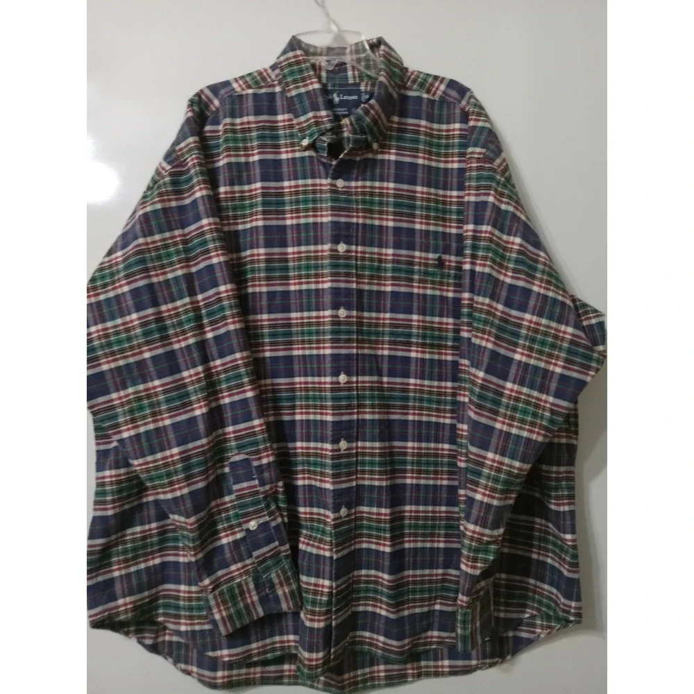 Polo Ralph Lauren Big Shirt Mens XL Plaid Button Down Long Sleeve Cotton Navy